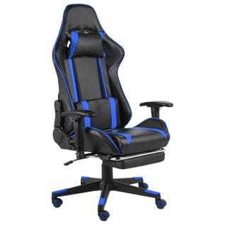 Fauteuil Gamer Pivotant Avec Repose-pied Bleu Pvc