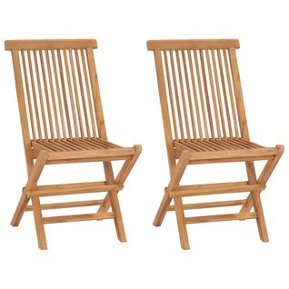 Chaises De Jardin Pliables 2 PCs Bois De Teck Massif