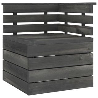 Canapé Palette D'angle De Jardin Bois De Pin Massif Gris Foncé