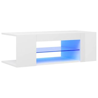 Meuble TV Avec Lumières LED Blanc Brillant 90x39x30 Cm