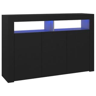 Vidaxl Buffet Avec Lumières LED Noir 115,5x30x75 Cm Placard Armoire Meuble De Rangement Intérieur