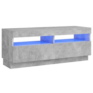 Meuble TV Avec Lumières LED Gris Béton 100x35x40 Cm