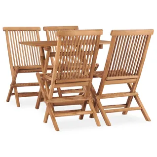 Mobilier À Dîner D'extérieur Pliable 5 PCs Bois Solide De Teck