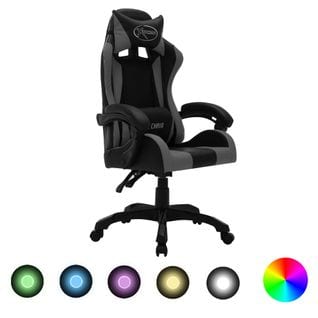 Fauteuil De Jeux Vidéo Avec LED Rvb Gris Et Noir Similicuir