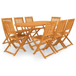 Mobilier à Dîner De Jardin Pliable 9 Pièces Bois D'acacia Solide