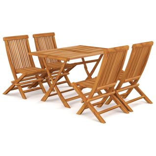 Salon De Jardin 5 PCs Bois De Teck Massif