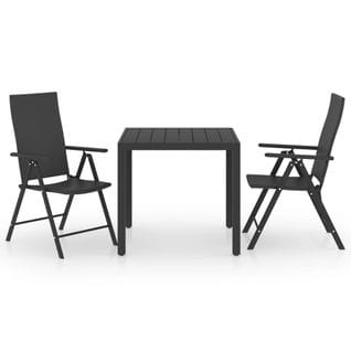 Ensemble De Salle À Manger De Jardin 3 PCs Noir