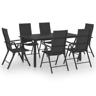 Ensemble table et chaises De Jardin 7 PCs Noir
