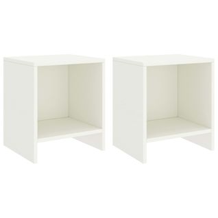 Tables De Chevet 2 PCs Blanc 35x30x40 Cm Bois De Pin Massif