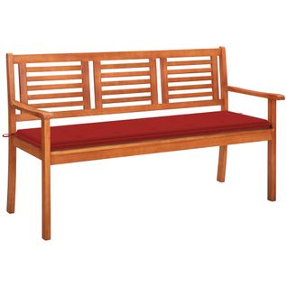 Banc De Jardin 3 Places Avec Coussin 150 Cm Bois D'eucalyptus