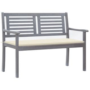 Banc De Jardin 2 Places Avec Coussin 120 Cm Gris Eucalyptus