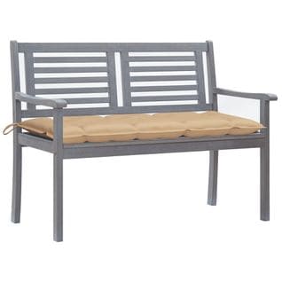 Banc De Jardin 2 Places Avec Coussin 120 Cm Gris Eucalyptus