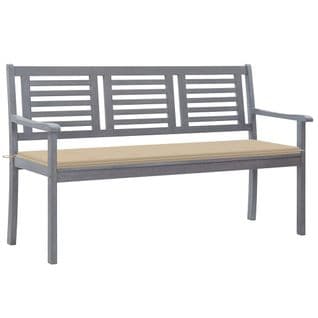 Banc De Jardin 3 Places Avec Coussin 150 Cm Gris Eucalyptus