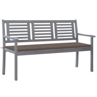 Banc De Jardin 3 Places Avec Coussin 150 Cm Gris Eucalyptus