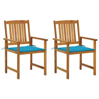 Chaises De Jardin Avec Coussins 2 PCs Bois D'acacia Massif