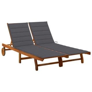 Chaise Longue De Jardin 2 Places Avec Coussins Acacia Solide