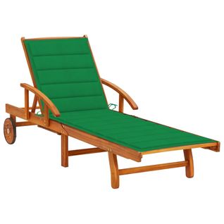 Chaise Longue De Jardin Avec Coussin Bois D'acacia Solide