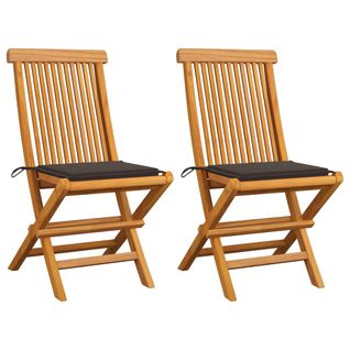 Chaises De Jardin Avec Coussins Taupe 2 Pièces Bois De Teck Massif