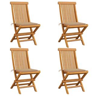 Chaises De Jardin Avec Coussins Beige 4 PCs Bois De Teck Massif