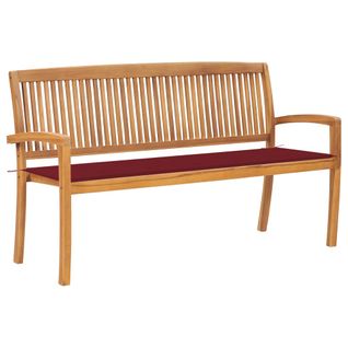 Banc De Jardin Empilable Et Coussin 159 Cm Bois De Teck Massif