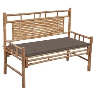 Banc De Jardin Avec Coussin 120 Cm Bambou