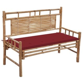 Banc De Jardin Avec Coussin 120 Cm Bambou