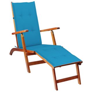 Chaise De Terrasse Avec Repose-pied Et Coussin Acacia Solide