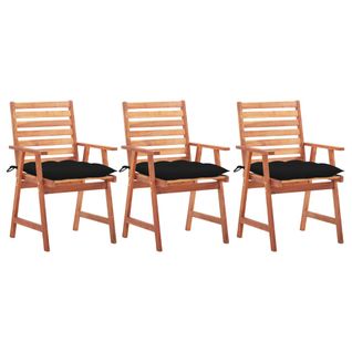 Chaises À Dîner D'extérieur 3 PCs Avec Coussins Acacia Massif