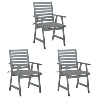 Chaises À Dîner D'extérieur 3 PCs Avec Coussins Acacia Massif