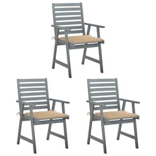 Chaises À Dîner D'extérieur 3 PCs Avec Coussins Acacia Massif