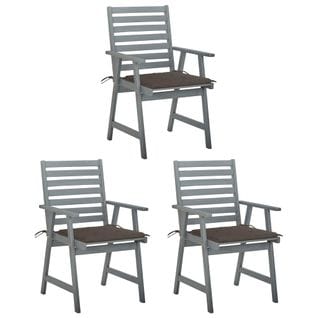 Chaises À Dîner D'extérieur 3 PCs Avec Coussins Acacia Massif