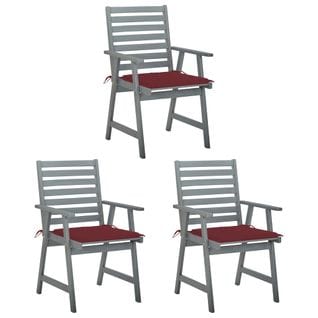 Chaises À Dîner D'extérieur 3 PCs Avec Coussins Acacia Massif