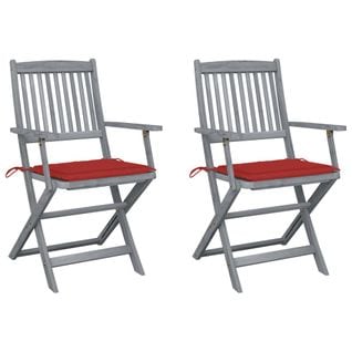 Chaises Pliables D'extérieur 2 PCs Avec Coussins Bois D'acacia