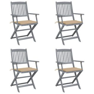 Chaises Pliables D'extérieur 4 PCs Avec Coussins Bois D'acacia