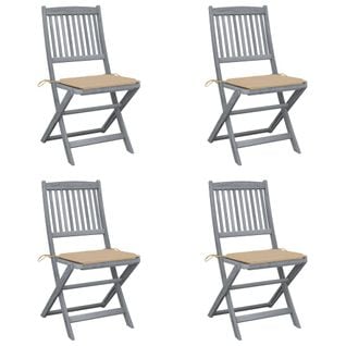 Chaises Pliables D'extérieur 4 PCs Avec Coussins Bois D'acacia