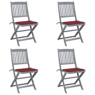 Chaises Pliables D'extérieur 4 PCs Avec Coussins Bois D'acacia