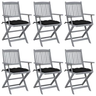 Chaises Pliables D'extérieur 6 PCs Avec Coussins Bois D'acacia