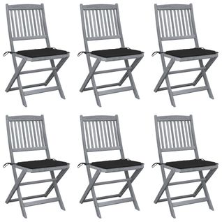 Chaises Pliables D'extérieur 6 PCs Avec Coussins Bois D'acacia