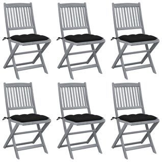 Chaises Pliables D'extérieur 6 PCs Avec Coussins Bois D'acacia