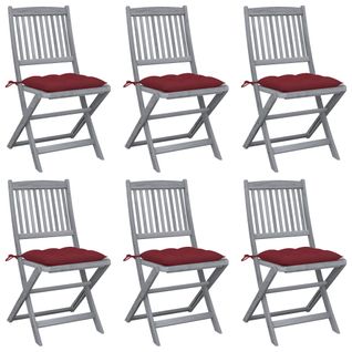 Chaises Pliables D'extérieur 6 PCs Avec Coussins Bois D'acacia