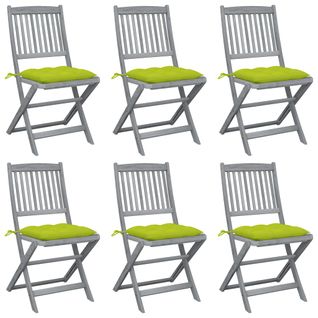 Chaises Pliables D'extérieur 6 PCs Avec Coussins Bois D'acacia