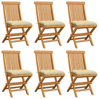 Chaises De Jardin Avec Coussins Blanc Crème 6 Pièces Teck Massif