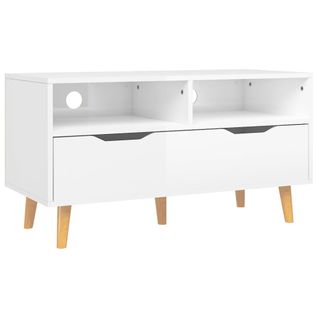 Meuble TV Blanc Brillant 90x40x48,5 Cm Aggloméré