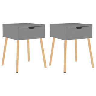 Tables De Chevet 2 PCs Gris 40x40x56 Cm Aggloméré