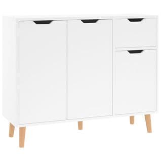 Buffet Blanc Brillant 90x30x72 Cm Bois D'ingénierie