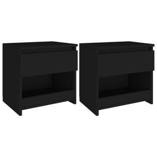 Tables De Chevet 2 PCs Noir 40x30x39 Cm Aggloméré