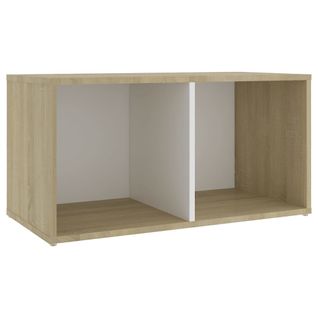 Meuble TV Blanc Et Chêne Sonoma 72x35x36,5 Cm Aggloméré