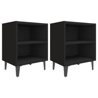 Tables De Chevet Pieds En Métal 2 PCs Noir 40x30x50 Cm