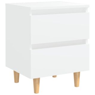 Table De Chevet Avec Pieds En Pin Blanc 40x35x50 Cm