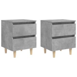 Tables De Chevet Pieds En Pin 2 PCs Gris Béton 40x35x50 Cm